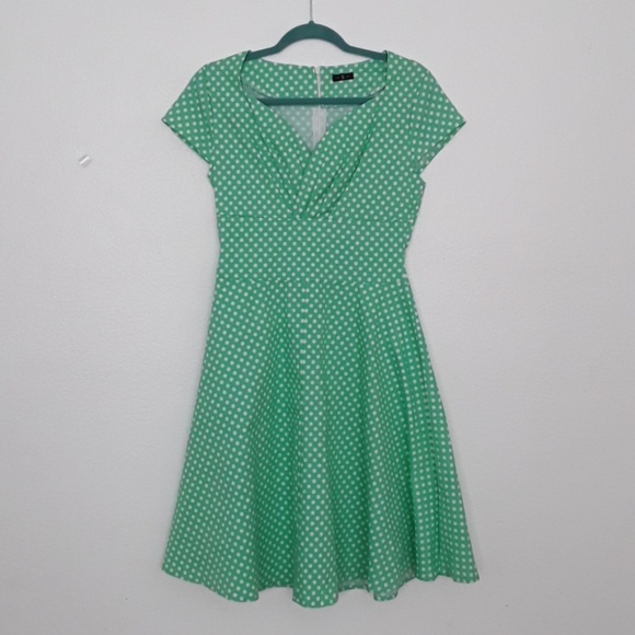Pinup Mint Green Dress with Pokadots - Picture 1 of 4
